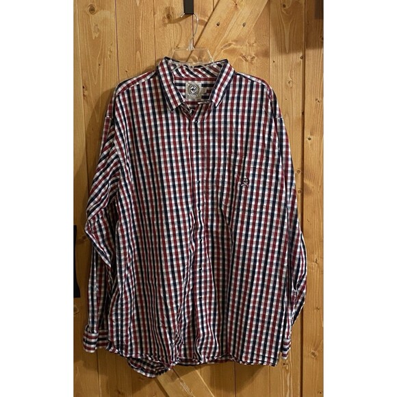 Cinch Men Button Up Shirt 2XL Red Plaid Pearl Snap Logo Long Sleeve - Picture 1 of 8